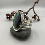 The Bioluminescence Cuff- Size S/M- Opalized Petrified Wood and Sterling Silver Bracelet