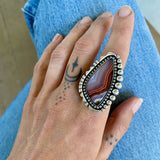 The Cosmos Ring- Laguna Agate and Sterling Silver- Finished to Size or as a Pendant