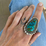 The Halo Ring- Royston Turquoise and Sterling Silver- Finished to Size or as a Pendant