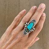 The Peacock Ring - Kingman Turquoise and Sterling Silver- Finished to Size or as a Pendant