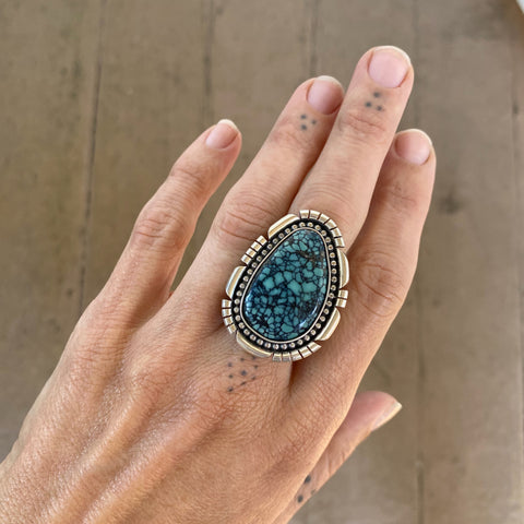 The Ether Ring - Poseidon Variscite and Sterling Silver- Finished to Size or as a Pendant