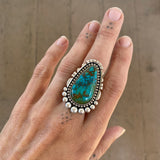 The Halo Ring- Royston Turquoise and Sterling Silver- Finished to Size or as a Pendant