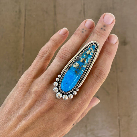 The Talon Ring- Ithaca Peak Turquoise and Sterling Silver- Finished to Size or as a Pendant