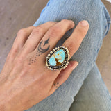 The Halo Ring- Natural Royston Turquoise and Sterling Silver- Finished to Size or as a Pendant