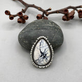 The Blizzard Ring- Natural White Buffalo and Sterling Silver- Finished to Size or as a Pendant