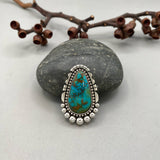 The Halo Ring- Royston Turquoise and Sterling Silver- Finished to Size or as a Pendant