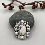 The White Buffalo Supernova Ring- Natural White Buffalo and Sterling Silver- Finished to Size or as a Pendant