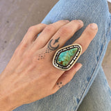 The Stained Glass Ring- Natural Royston Turquoise and Sterling Silver- Finished to Size or as a Pendant