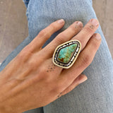 The Stained Glass Ring- Natural Royston Turquoise and Sterling Silver- Finished to Size or as a Pendant