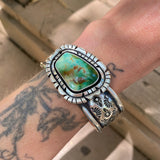 The Silhouette Cuff- Size M/L- Natural Royston Turquoise and Stamped Sterling Silver Bracelet
