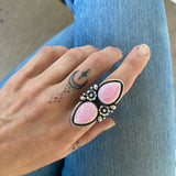 The Cherry Blossom Ring- Pink Conch Shell and Sterling Silver- Finished to Size or as a Pendant