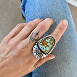 The Cosmic Portal Ring- Natural Royston Turquoise and Sterling Silver- Finished to Size or as a Pendant