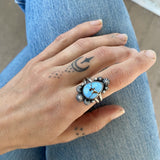 The Icicle Ring- Size 9- Natural Golden Hills Lavender Turquoise and Sterling Silver