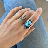 The Icicle Ring- Size 8- Natural Golden Hills Lavender Turquoise and Sterling Silver