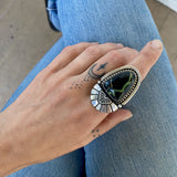 The Lightning Portal Ring- Natural Cristo Ribbon Variscite and Sterling Silver- Finished to Size or as a Pendant