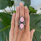 The Cherry Blossom Ring- Pink Conch Shell and Sterling Silver- Finished to Size or as a Pendant