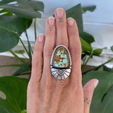 The Cosmic Portal Ring- Natural Royston Turquoise and Sterling Silver- Finished to Size or as a Pendant
