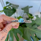 Chunky Stamped Stacker Cuff- Size XS/S- Natural Golden Hills Lavender Turquoise and Chunky Sterling Silver Bracelet