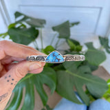 Chunky Stamped Stacker Cuff- Size M/L- Natural Golden Hills Turquoise and Chunky Sterling Silver Bracelet