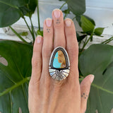 The Yin Yang Portal Ring- Natural Royston Turquoise and Sterling Silver- Finished to Size or as a Pendant