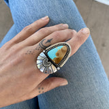 The Yin Yang Portal Ring- Natural Royston Turquoise and Sterling Silver- Finished to Size or as a Pendant