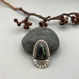 The Lightning Portal Ring- Natural Cristo Ribbon Variscite and Sterling Silver- Finished to Size or as a Pendant