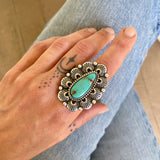 The Sunflower Ring- Natural Royston Turquoise and Sterling Silver- Finished to Size or as a Pendant