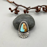 The Yin Yang Portal Ring- Natural Royston Turquoise and Sterling Silver- Finished to Size or as a Pendant