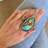 The High Tide Ring- Natural Royston Turquoise and Sterling Silver- Finished to Size or as a Pendant