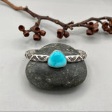Heavyweight Stamped Cuff- Size L/XL- Royston Turquoise and Chunky Sterling Silver Bracelet