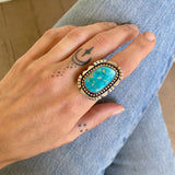 The Azure Seas Ring - Natural Royston Turquoise and Sterling Silver- Finished to Size or as a Pendant