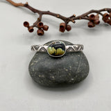 Heavyweight Stamped Cuff- Size M/L- Natural New Lander Variscite and Chunky Sterling Silver Bracelet