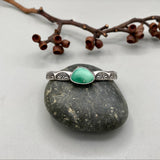 Heavyweight Stamped Cuff- Size S/M- Broken Arrow Variscite and Chunky Sterling Silver Bracelet