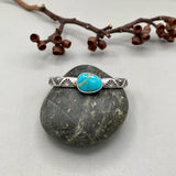 Heavyweight Stamped Cuff- Size S/M- Royston Turquoise and Chunky Sterling Silver Bracelet