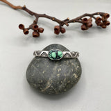 Heavyweight Stamped Cuff- Size XS/S- Natural New Lander Variscite and Chunky Sterling Silver Bracelet