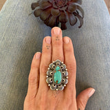 The Sunflower Ring- Natural Royston Turquoise and Sterling Silver- Finished to Size or as a Pendant