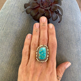 The Azure Seas Ring - Natural Royston Turquoise and Sterling Silver- Finished to Size or as a Pendant