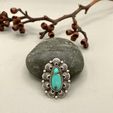 The Sunflower Ring- Natural Royston Turquoise and Sterling Silver- Finished to Size or as a Pendant