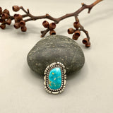 The Azure Seas Ring - Natural Royston Turquoise and Sterling Silver- Finished to Size or as a Pendant