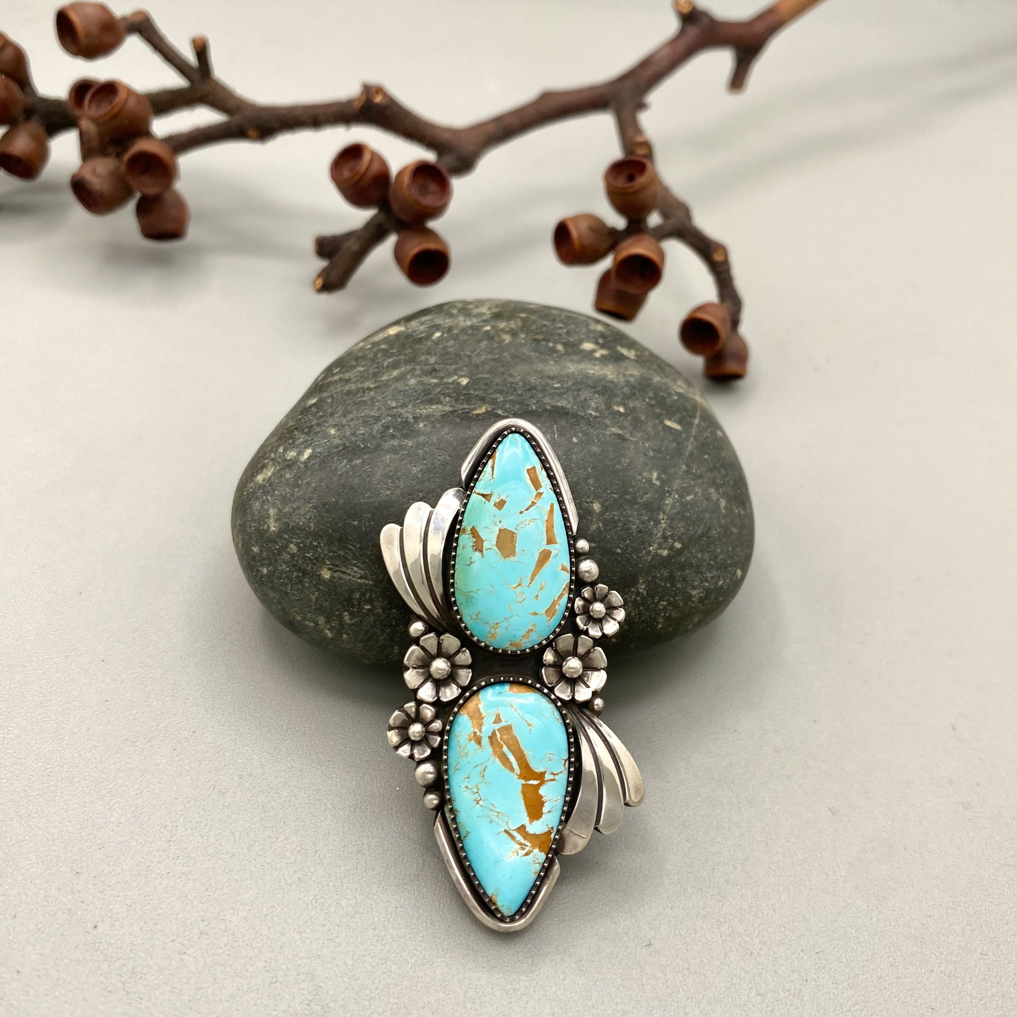 The Secret Garden Ring- Natural Royston Turquoise and Sterling