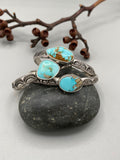 Heavyweight Stamped Cuff- Size S/M- Natural Royston Turquoise and Chunky Sterling Silver Bracelet