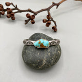 Heavyweight Stamped Cuff- Size S/M- Natural Royston Turquoise and Chunky Sterling Silver Bracelet