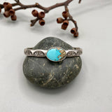 Heavyweight Stamped Cuff- Size M/L- Natural Royston Turquoise and Chunky Sterling Silver Bracelet