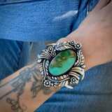 The Bouquet Cuff- Size M/L- Natural Royston Turquoise and Sterling Silver Bracelet
