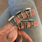 The Diamondback Signet Ring- Fits Size 8- Natural High-Grade Royston Turquoise and Sterling Silver