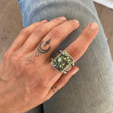 The Poseidon Signet Ring- Fits Size 10- Natural High-Grade Poseidon Variscite and Sterling Silver