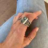 The Poseidon Signet Ring- Fits Size 10- Natural High-Grade Poseidon Variscite and Sterling Silver