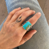 The Rattlesnake Signet Ring- Fits Size 9- Royston Turquoise and Sterling Silver