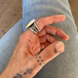 The Diamondback Signet Ring- Fits Size 8- Natural High-Grade Royston Turquoise and Sterling Silver