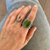 The Two-Tone Signet Ring- Fits Size 11- Natural Ajax Turquoise and Sterling Silver